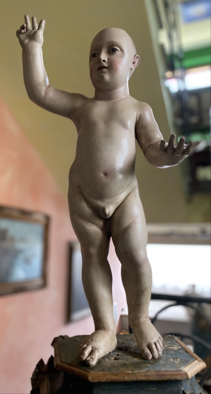 IL PRIMO RE. Bambinello ligneo antico